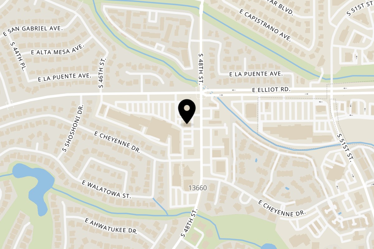 Map showing the location of Niro's Gyros on 10826 S 48th St in Phoenix